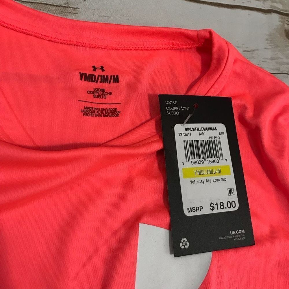 Under Armour Girls T-Shirt Top Size Med short sleeve active wear - Picture 2 of 7